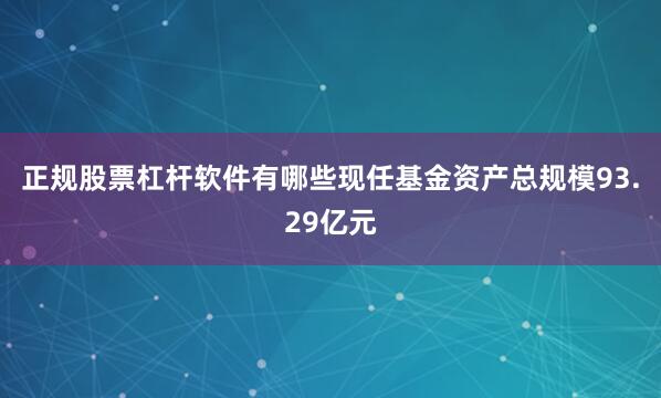 正规股票杠杆软件有哪些现任基金资产总规模93.29亿元